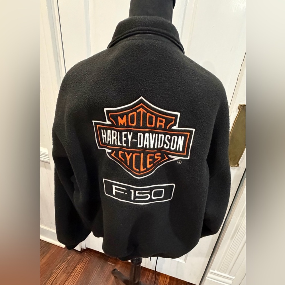 Harley Davidson F150 Embroidered logo Leather Trim Womens Biker Jacket Sz M - Picture 2 of 8